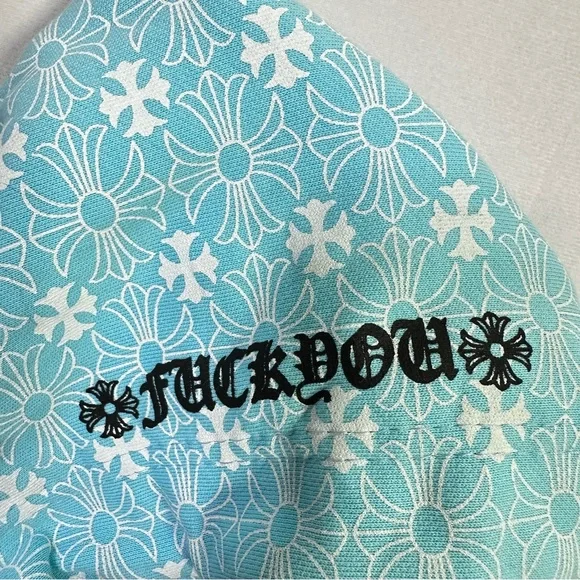 Chrome Hearts Sweater Hoodie Blue White Small Sweatshirt Zip Up Graphic Printed